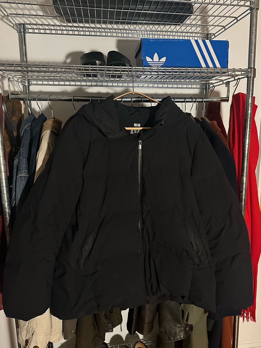 Uniqlo Black Hooded Puffer Coat